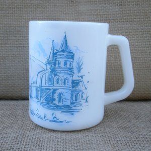 Vintage Federal Milk Glass Building Design Mug